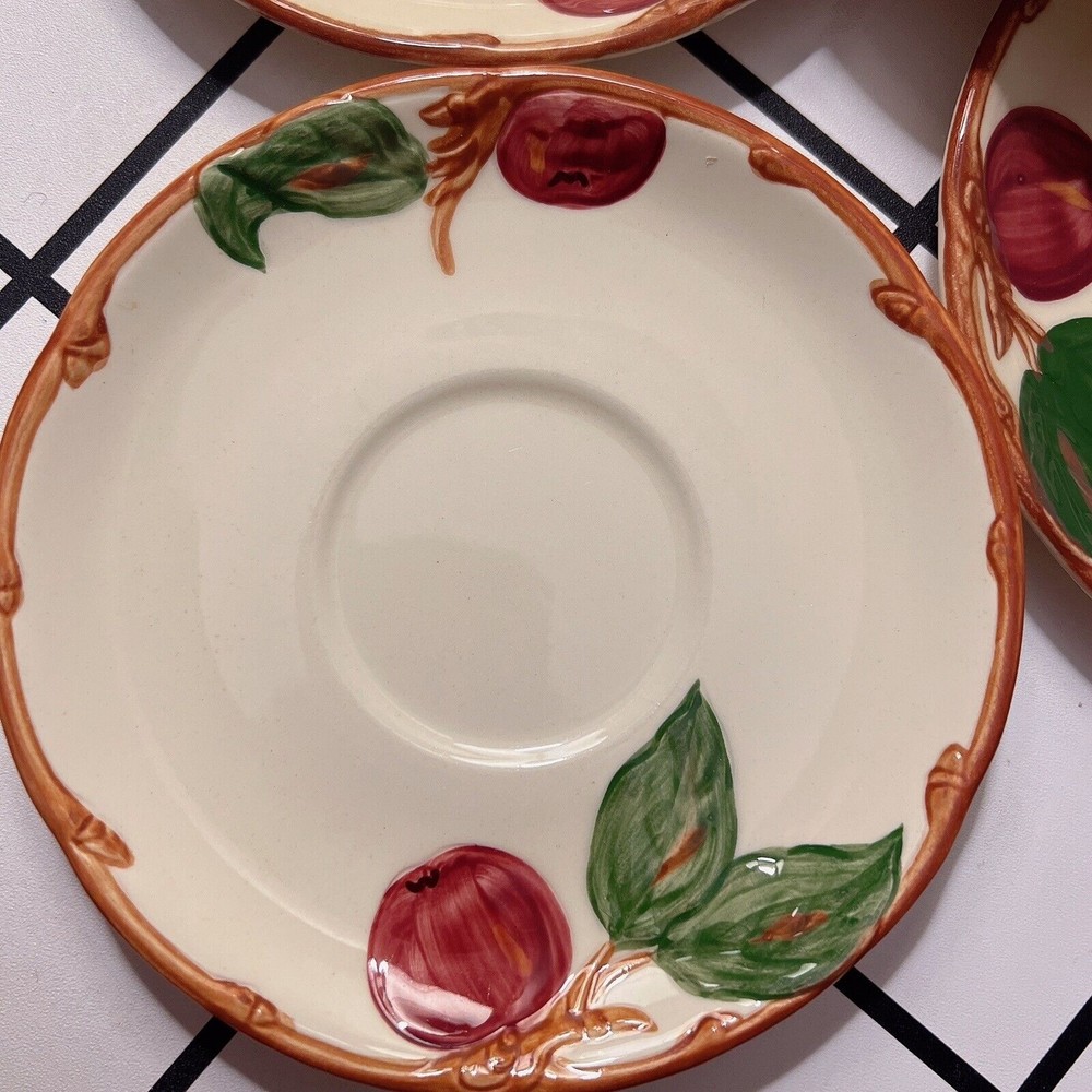 Lot of 6 Vintage Franciscan "Apple" Pattern Ceramic Saucers California USA - Picture 3 of 12